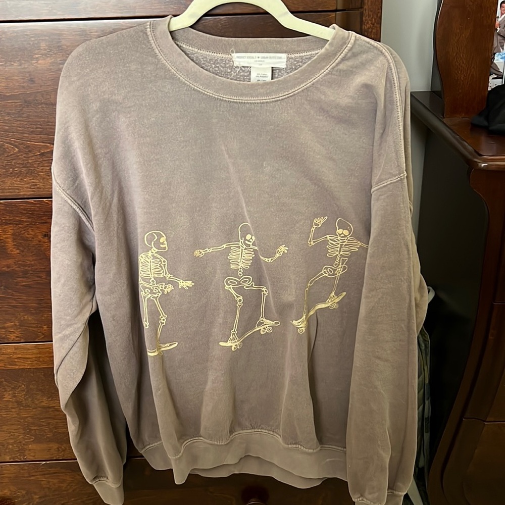 URBAN OUTFITTERS - Project Social T - S/M - brown skeleton crewneck